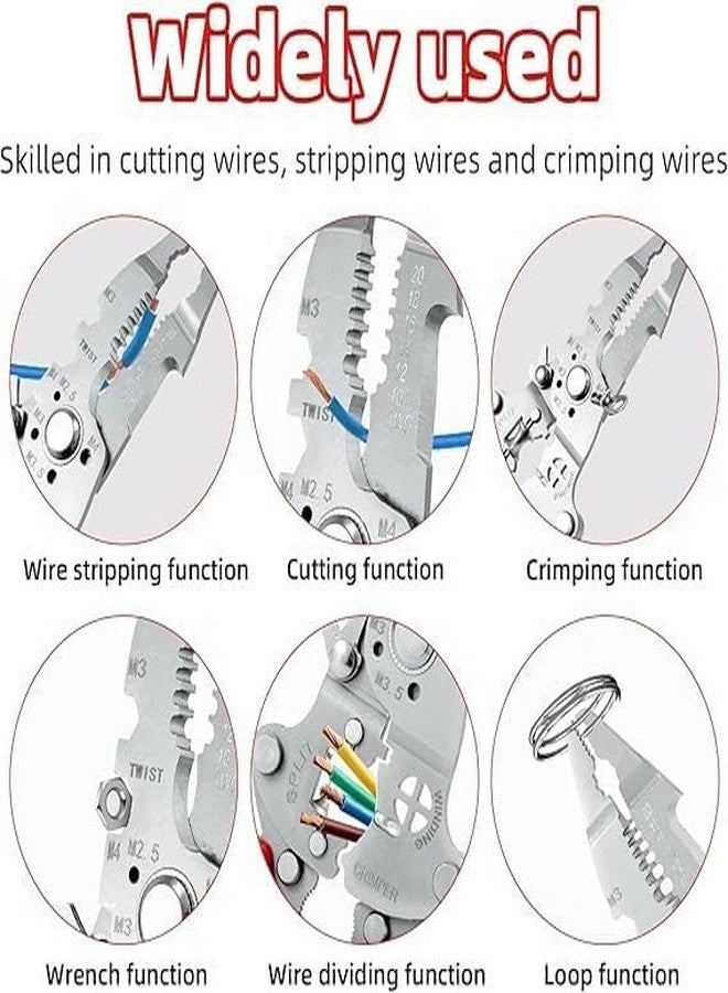 GNEY Multifunction 12 in 1 Foldable Wire Striper Pliers 8.46 Inch - Heavy Duty Wire Cutter, Crimper, Stripping Tool (8-16 AWG) with Folding Handle & Safety Lock for Electricians, DIY & Home Repair - Image 5